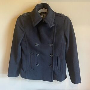 J. Crew Heavy Wool 4 Button Pea Coat Black Size XS